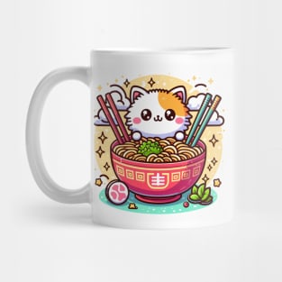Big eyes cat enjoy bowl of ramen Mug